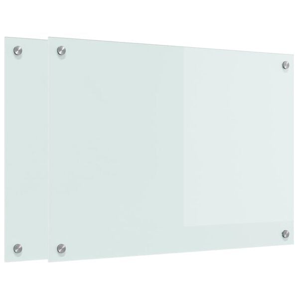 vidaXL K&uuml;chenr&uuml;ckwand 2 pcs Wei&szlig; 70 x 50 cm Geh&auml;rtetes Glas