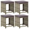 vidaXL Gartenhocker 4 Stk. mit Kissen Poly Rattan Grau