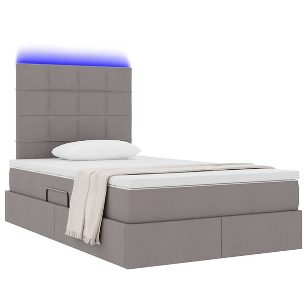 vidaXL Bett mit Stauraum und LED Taupe 120 x 200 cm Polyester