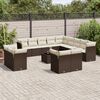 vidaXL 14-tlg. Garten-Sofagarnitur mit Kissen Braun Poly Rattan