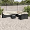 vidaXL 11-tlg. Garten-Sofagarnitur mit Kissen Schwarz Poly Rattan