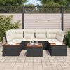 vidaXL Garten-Sofa-Set mit Kissen 7 pcs Schwarz Poly Rattan