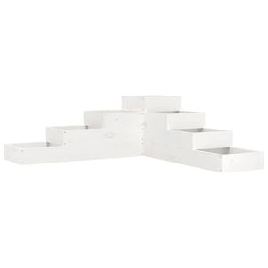 vidaXL Pflanzentreppe 4 Stufen 106x104,5x36 cm Wei&szlig; Massivholz Kiefer