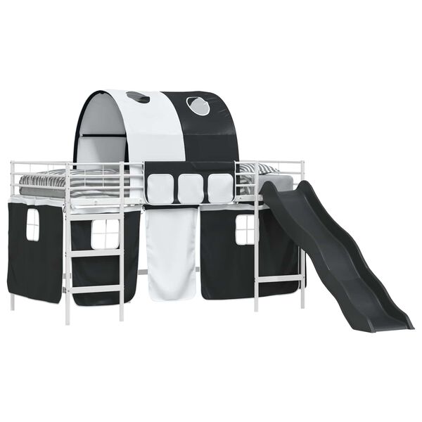 vidaXL Kinder-Etagenbett Wei&szlig; und Schwarz 99,5 x 200 cm Metall