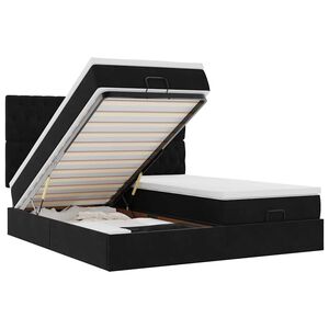 vidaXL Ottoman-Bett mit Matratzen Schwarz 200x200 cm Samt