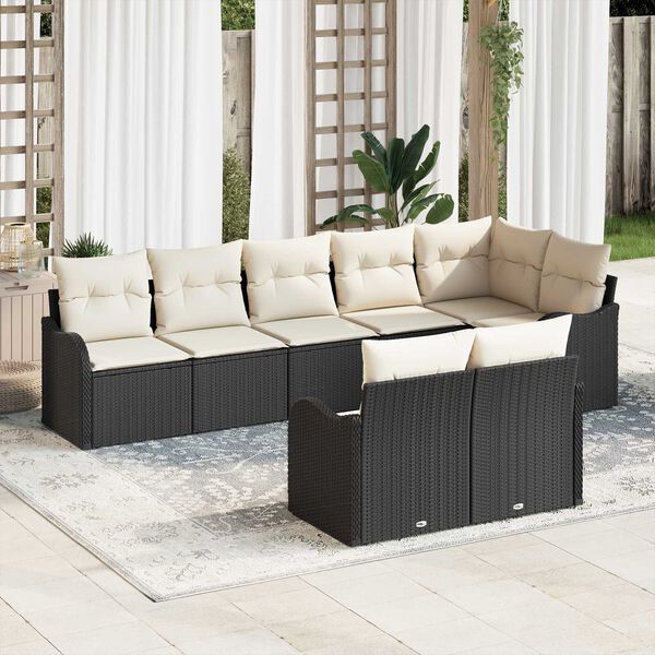 vidaXL Gartensofa-set 8 pcs Schwarz Poly-Rattan
