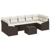 vidaXL Sofa Set 8 stk. Braun und Creme Poly-Rattan