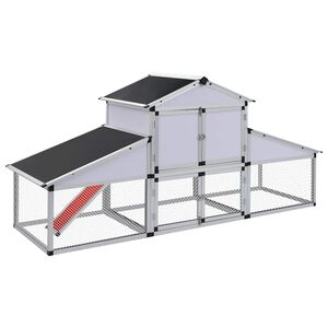vidaXL H&uuml;hnerstall mit Freilaufgehege und Nistkasten Aluminium