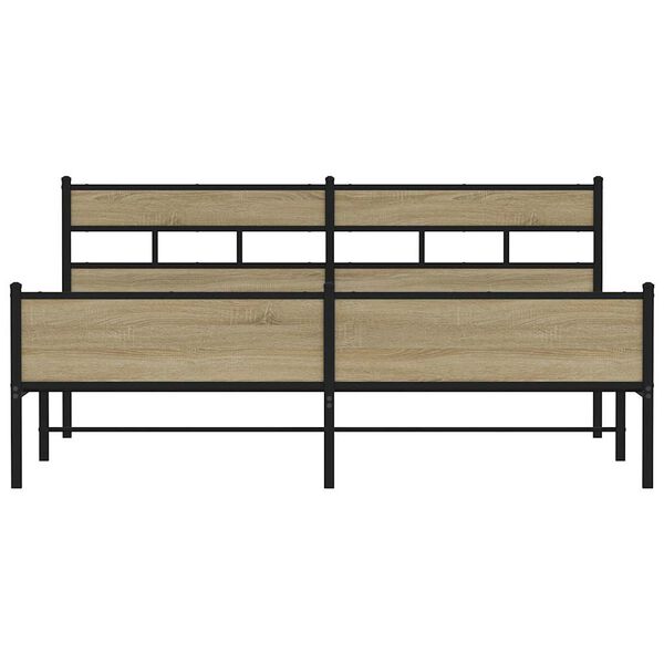 vidaXL Metallbett ohne Matratze Sonoma-Eiche 183x213 cm