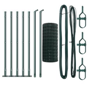 vidaXL Zaun mit Pfosten Gr&uuml;n 0,4 x 10 m Stahl und PVC