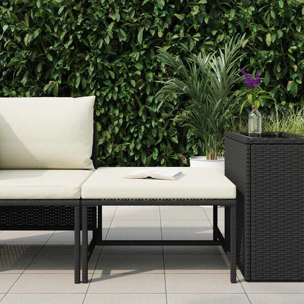 vidaXL Modular-Fußhocker mit Kissen Schwarz Poly Rattan