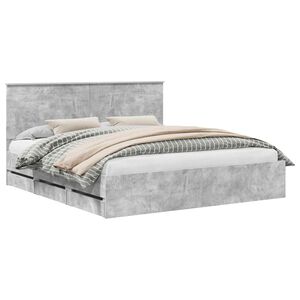 vidaXL Bettrahmen mit Kopfteil Beton Grau 200 x 200 cm Ingenieurs Holz