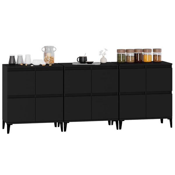 vidaXL Sideboards 3 Stk. Schwarz 60x35x70 cm Holzwerkstoff