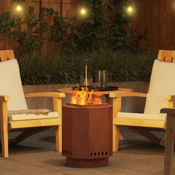 vidaXL Rauchfreier Feuerkorb Braun 38 x 38 x 51 cm Wetterfeststahl