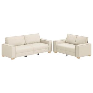 vidaXL Sofa 2 pcs Beige 220 x 80 x 84 cm Leinenmischgewebe