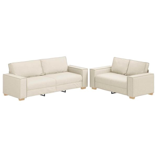 vidaXL Sofa 2 pcs Beige 220 x 80 x 84 cm Leinenmischgewebe