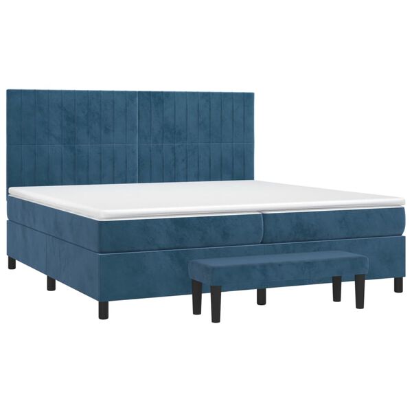 vidaXL Boxspringbett mit Matratze Dunkelblau 200x200 cm Samt