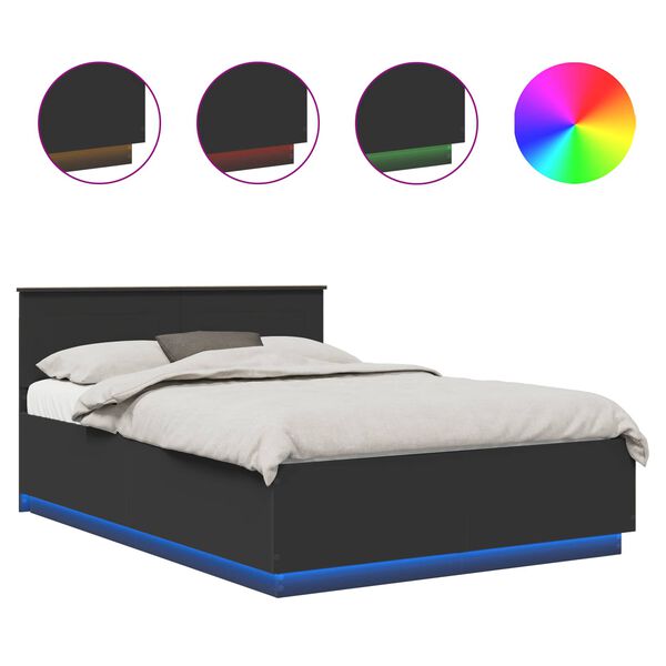 vidaXL Bettrahmen mit Kopfteil Schwarz 150 x 200 cm Holzwerkstoff