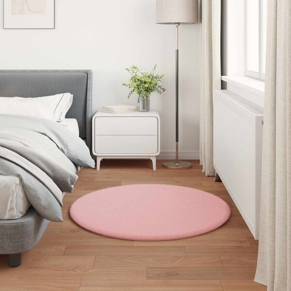 vidaXL Kunstfell Hasen Teppich Olite Rosa &Oslash; 100 cm Polyester