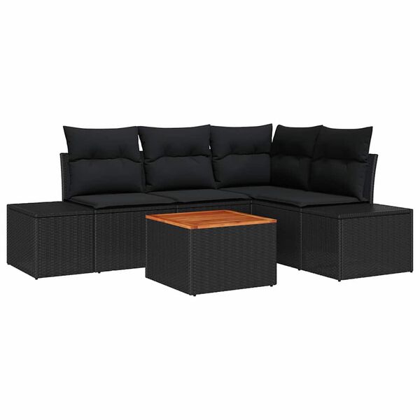 vidaXL Garten-Sofa-Set 5 pcs Schwarz