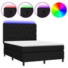 vidaXL Boxspringbett mit Matratze & LED Schwarz 140x200 cm Stoff