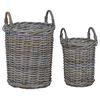 vidaXL Blumentopfkorb mit Speicher 2 pcs Grau Kubu Rattan
