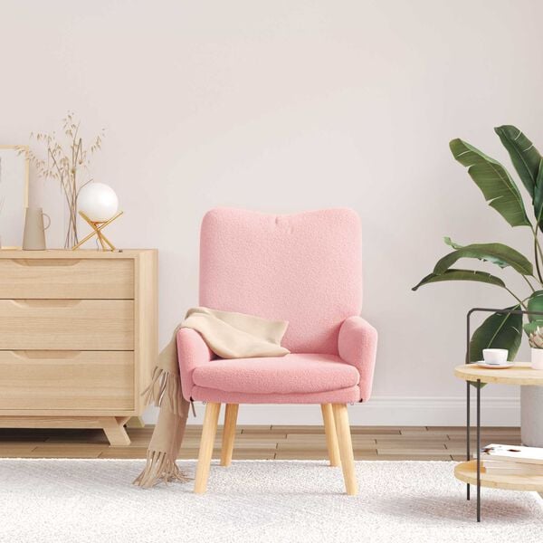 vidaXL Sessel Rosa 63 x 67 x 94 cm Schafstoff und Sperrholz