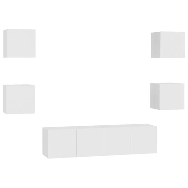vidaXL 6-tlg. TV-Schrank-Set Wei&szlig; Holzwerkstoff