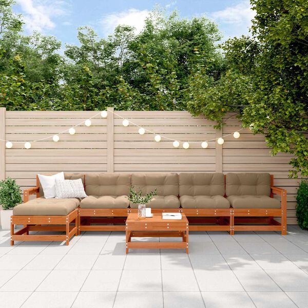 vidaXL Garten-Lounge-Set 7 pcs Wachsbraun Massives Kiefernholz
