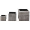 vidaXL Garten-Hochbeete 3-tlg. Poly Rattan Grau
