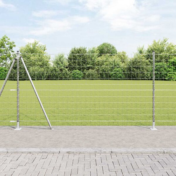 vidaXL Zaun mit Pfosten Silber 1,2 x 10 m Stahl