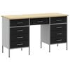 vidaXL Werkbank mit Speicher 3 stk. Schwarz Ingenieure Holz und Stahl