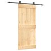 vidaXL Schiebet&uuml;r Nat&uuml;rlich und Schwarz 90 x 210 cm Massivkiefer