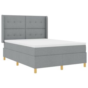 vidaXL Boxspringbett mit LED-Lichtleisten Hellgrau 140 x 190 cm Stoff