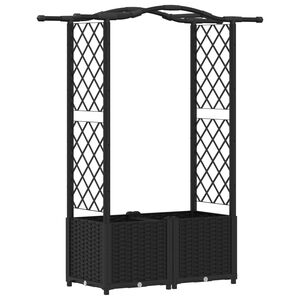 vidaXL Hochbeet mit Rankgitter und Dach Schwarz 125 x 40 x 138 cm PP