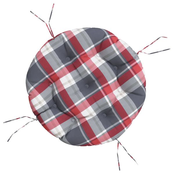 vidaXL Kissen Rund Rot Karomuster &Oslash; 60x11 cm Oxford-Gewebe