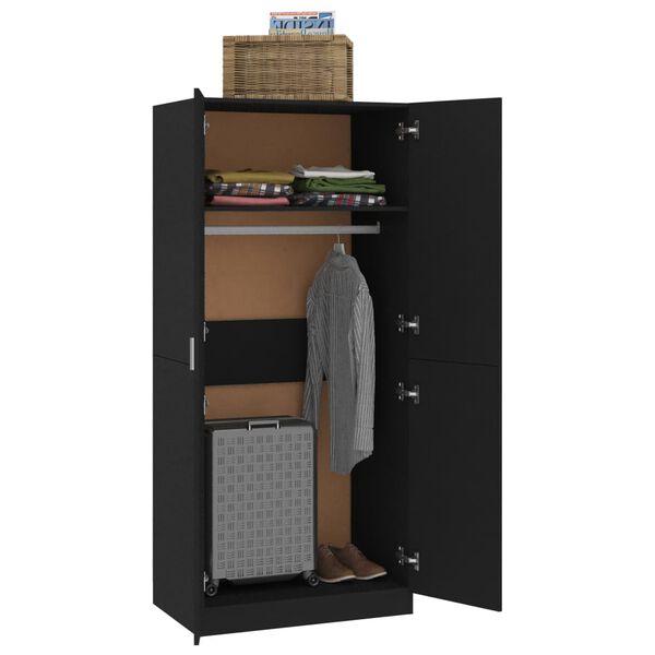 vidaXL Kleiderschrank Schwarz 80x52x180 cm Holzwerkstoff