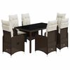 vidaXL 7-tlg. Garten-Bistro-Set mit Kissen Braun Poly Rattan