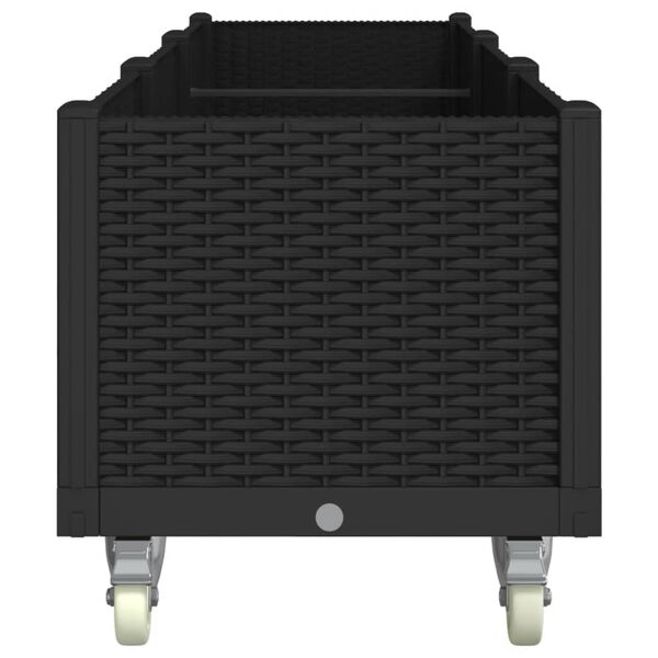 vidaXL Pflanzkasten mit Rollen Schwarz 240x50x54 cm PP
