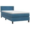vidaXL Boxspringbett mit Matratze Dunkelblau 90x210 cm Samt