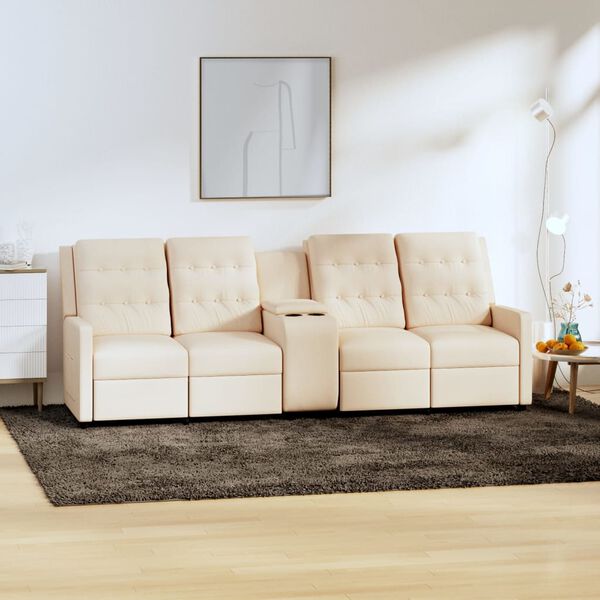 vidaXL Relaxsofa 4-Sitzer mit Getr&auml;nkehaltern Creme Stoff