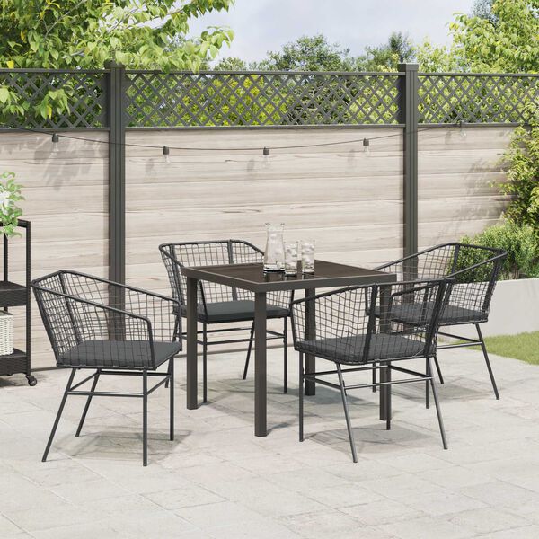 vidaXL Garten Essgruppe 5 pcs Schwarz Poly-Rattan