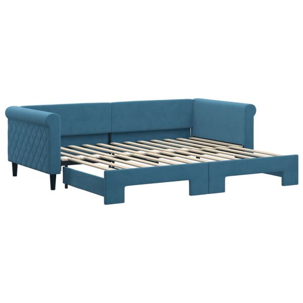 vidaXL Tagesbett Ausziehbar Blau 90x200 cm Samt