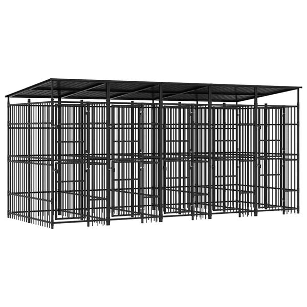 vidaXL Outdoor-Hundezwinger mit Dach Stahl 9,22 m&sup2;