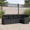 vidaXL 5-tlg. Garten-Sofagarnitur mit Kissen Schwarz Poly Rattan