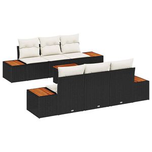 vidaXL Garten-Sofa-Set mit Speicher 7 pcs Schwarz Poly Rattan
