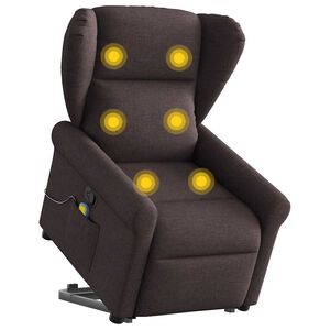 vidaXL Massagesessel mit Aufstehhilfe Dunkelbraun Stoff