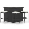 vidaXL 4-tlg. Gartenbar-Set mit Kissen Poly Rattan Schwarz