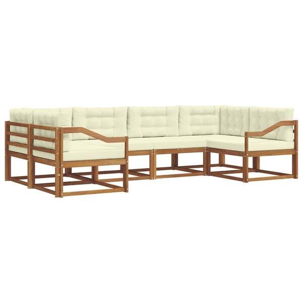 vidaXL Outdoor-Sofagarnitur mit Kissen 6 pcs Natur und Creme