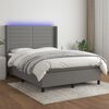 vidaXL Boxspringbett mit Matratze & LED Dunkelgrau 140x190 cm Stoff